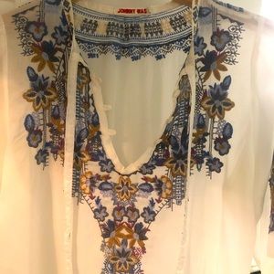 Silk embroidered top